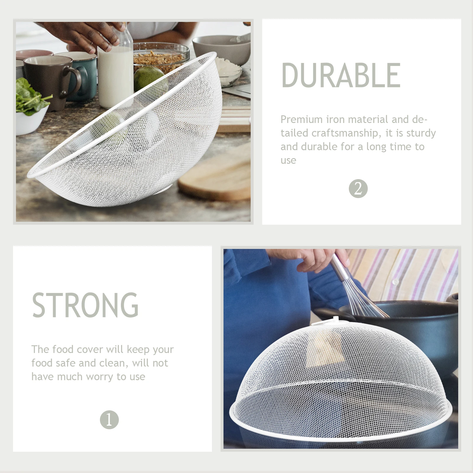 

Vegetable Cover Iron Mesh Food Protector Metal Kitchen White Covers for Outdoors