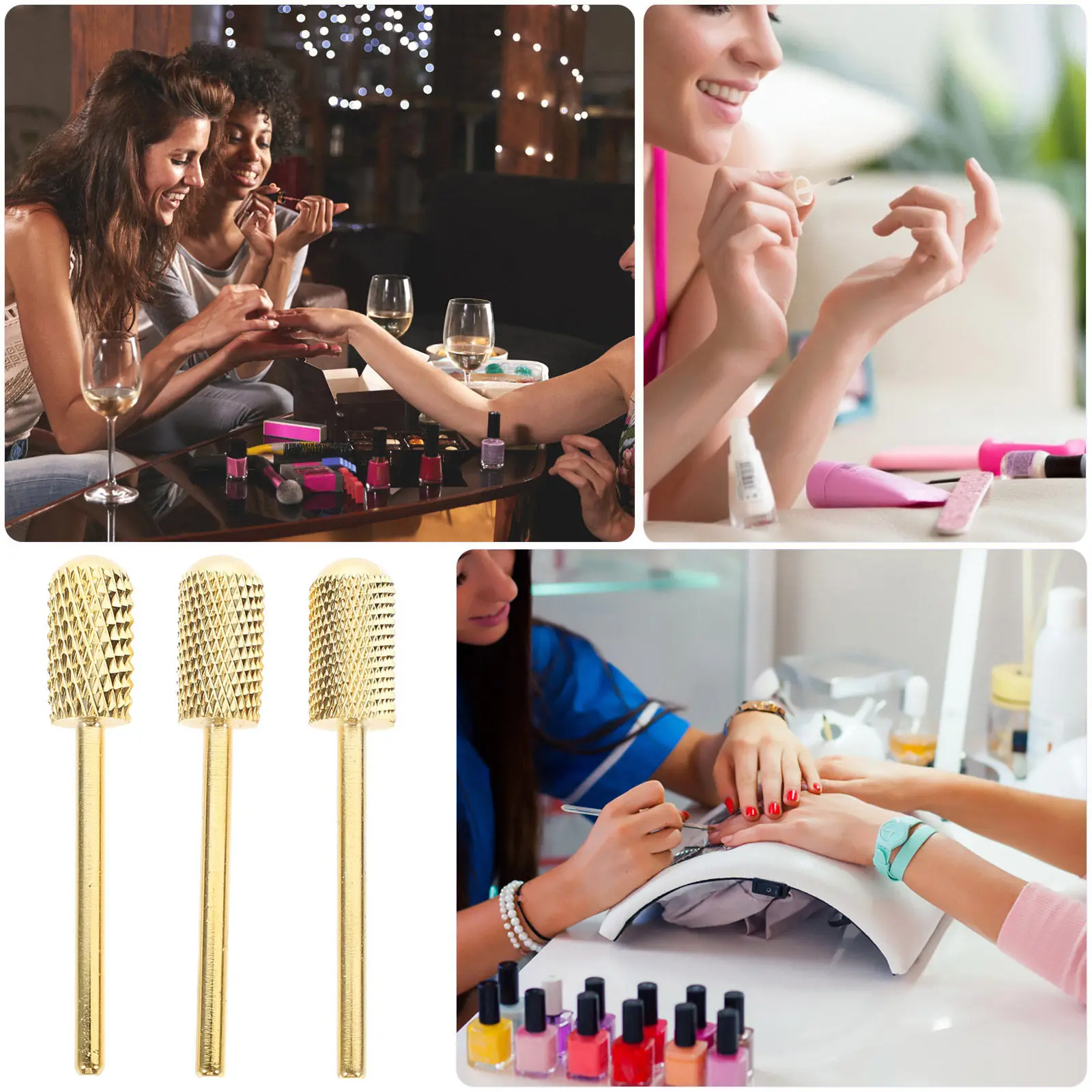 

3Pcs Nail Drill Bits Metal Tungsten Steel Strong Manicure Nail Art Tools for Cuticle Trimming Acrylic Nails Professional Salon