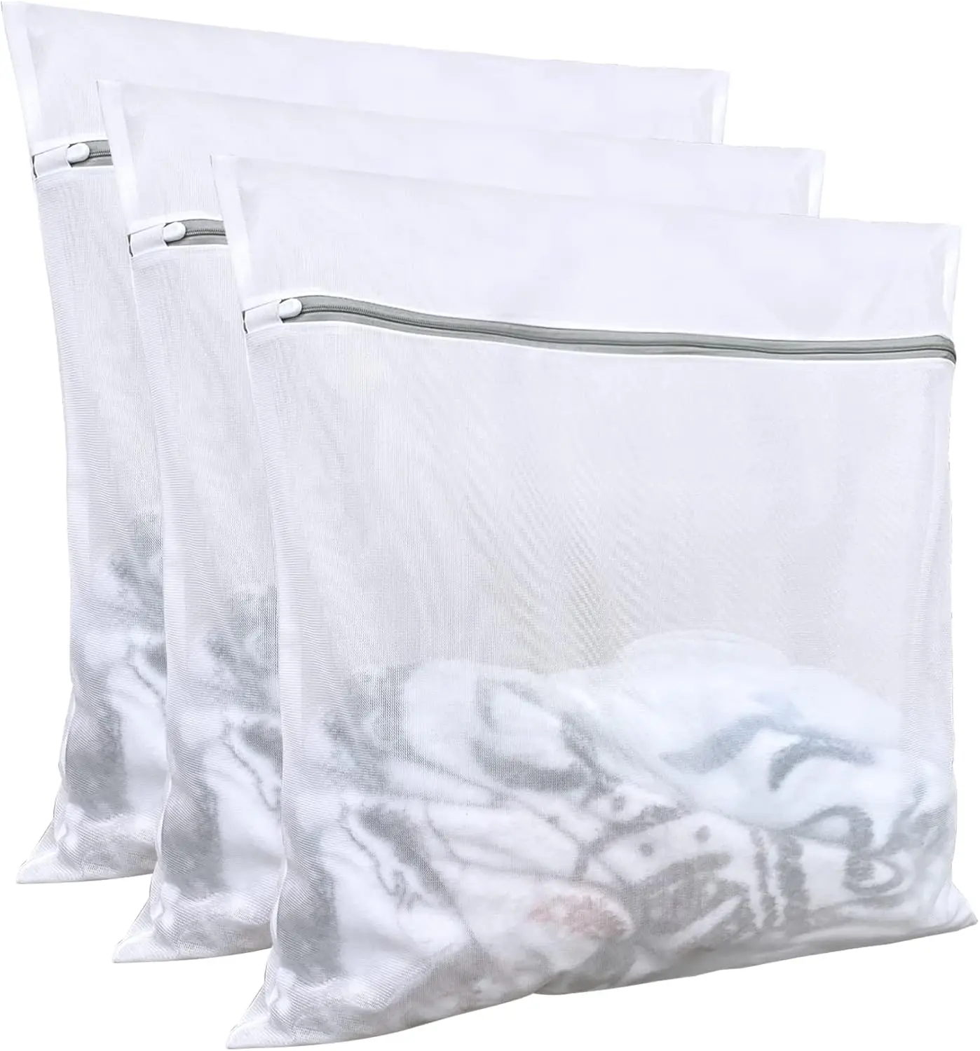 

3 Pack Large Mesh Laundry Bags for Delicates, 24x24 Inch Lingerie Wash Bags