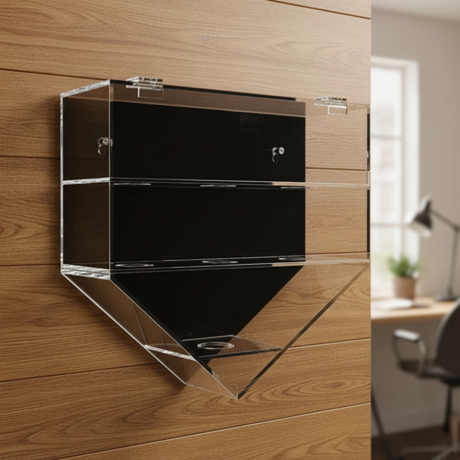 Pentagonal Acrylic Sports Ball Display Case Compact Wall-Mounted Acrylic Display Case with Snap Door Versatile
