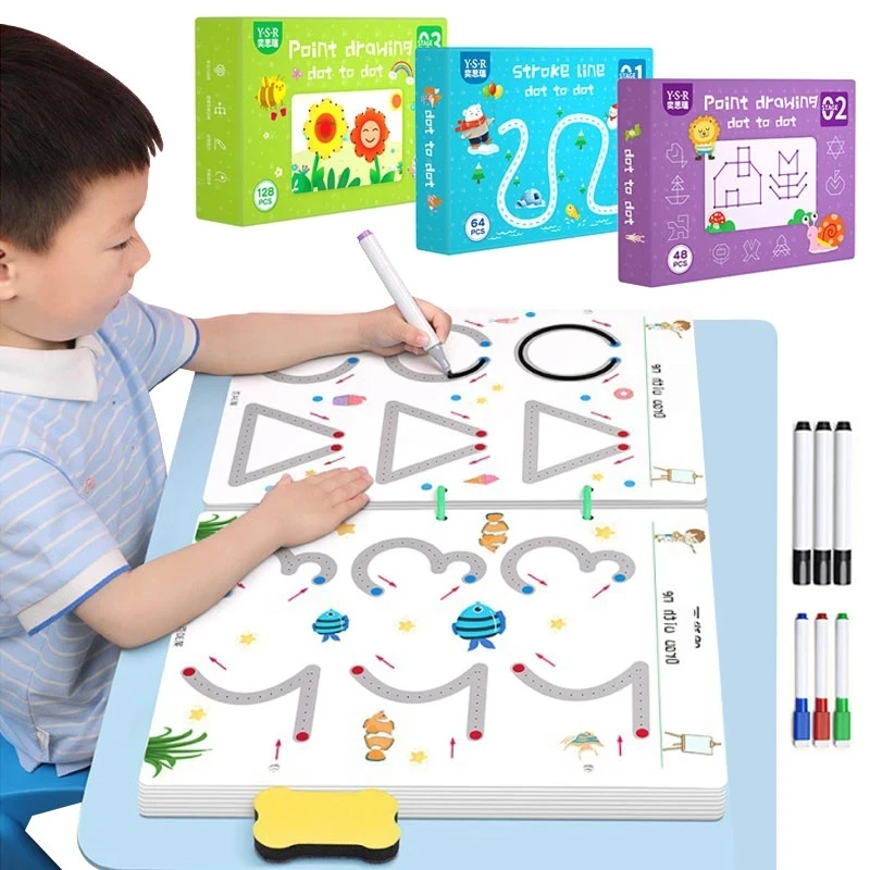 Juego de aprendizaje de matemáticas Montessori para niños, tableta de dibujo, Control de pluma, forma de entrenamiento manual, juegos de partido de matemáticas, juguete educativo, libros