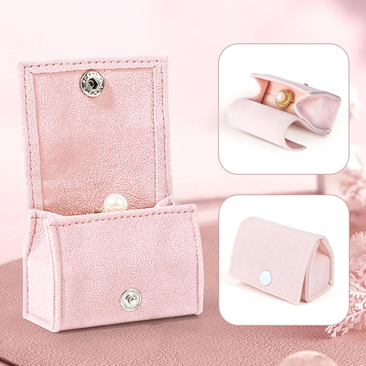 Boîte à bijoux portable en velours, mini sac organisateur de boutons pour boucle d'oreille, bague, bracelet, cadeau idéal pour femme, maman, fille et amie