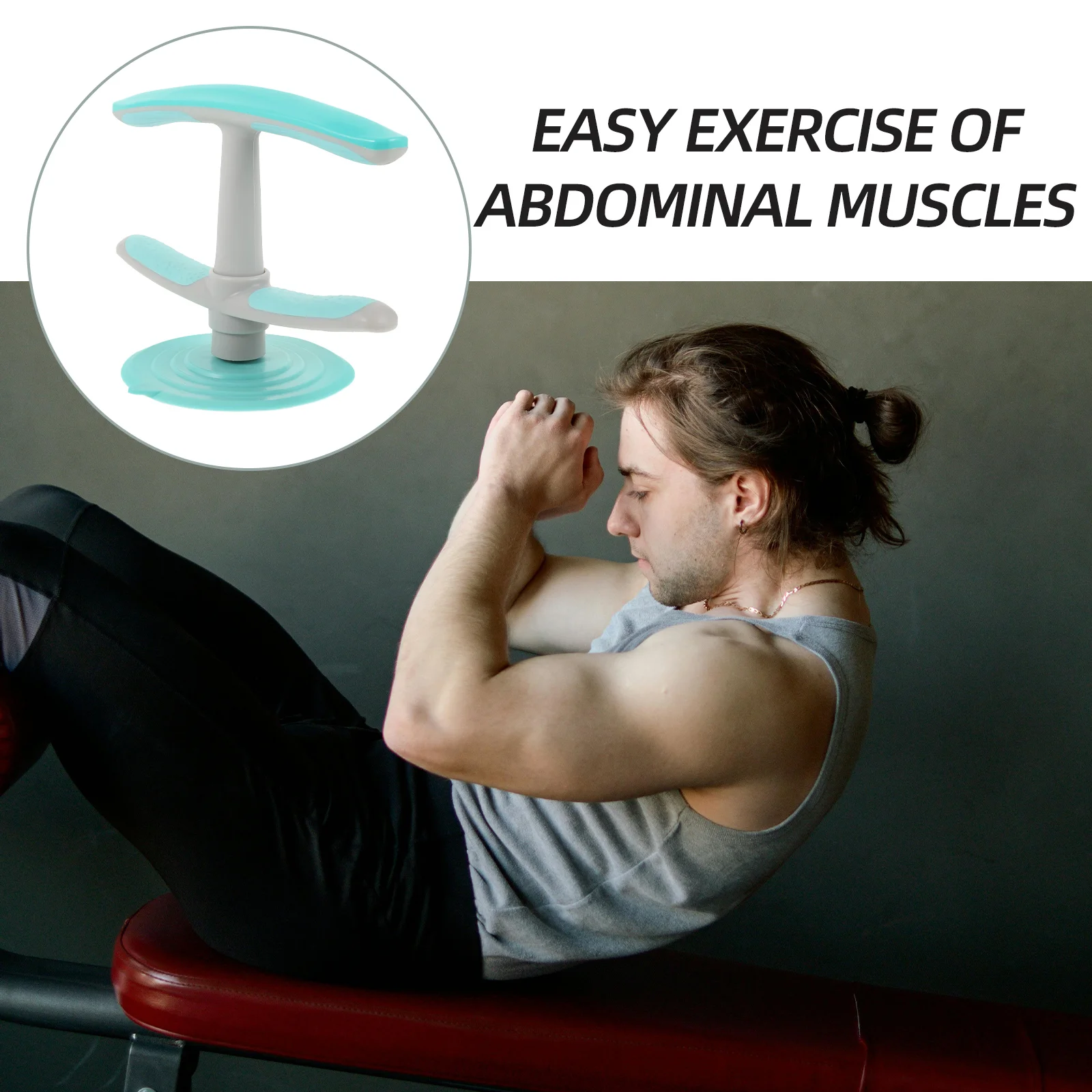 Equipamento de fitness para abdominais, treinador de pólo duplo, barra de treinamento abdominal, gel de sílica encaracolado, dispositivo assistente de abdominais, ergonomia