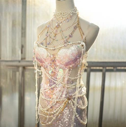 Pink/Purple Dress Handmade Mermaid Dress Cos Princess Costume Scale Corset Dress Set Underwater Performance Set Cos Elf Costume