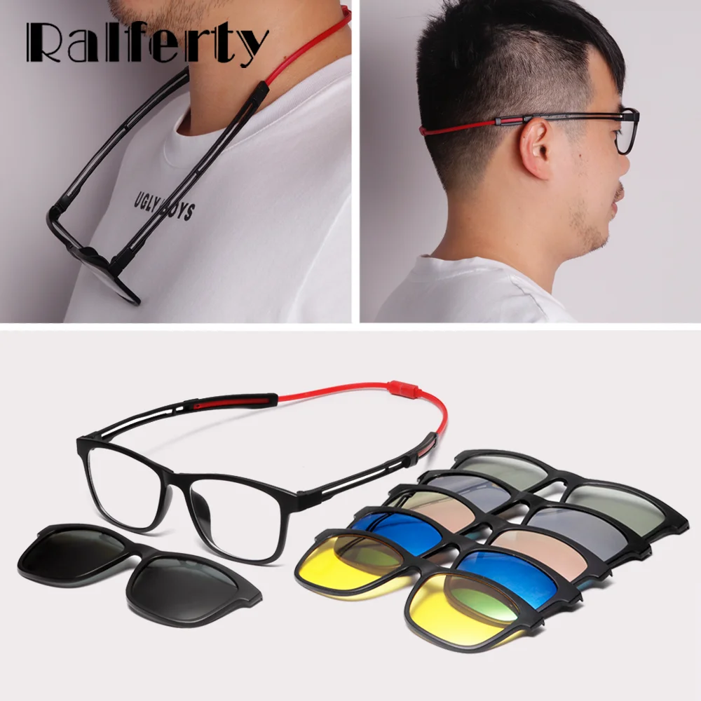 

Ralferty Anti Slip Prescription Sunglasses Men Clip On Glasses Frame Sport Optic Anti Blue Adjustable Hanging Neck Eyeglasses