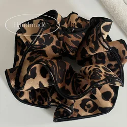 Blogger Leopard print large intestine hair band advanced sense foreign style head flower large hair rope ponytail head rope