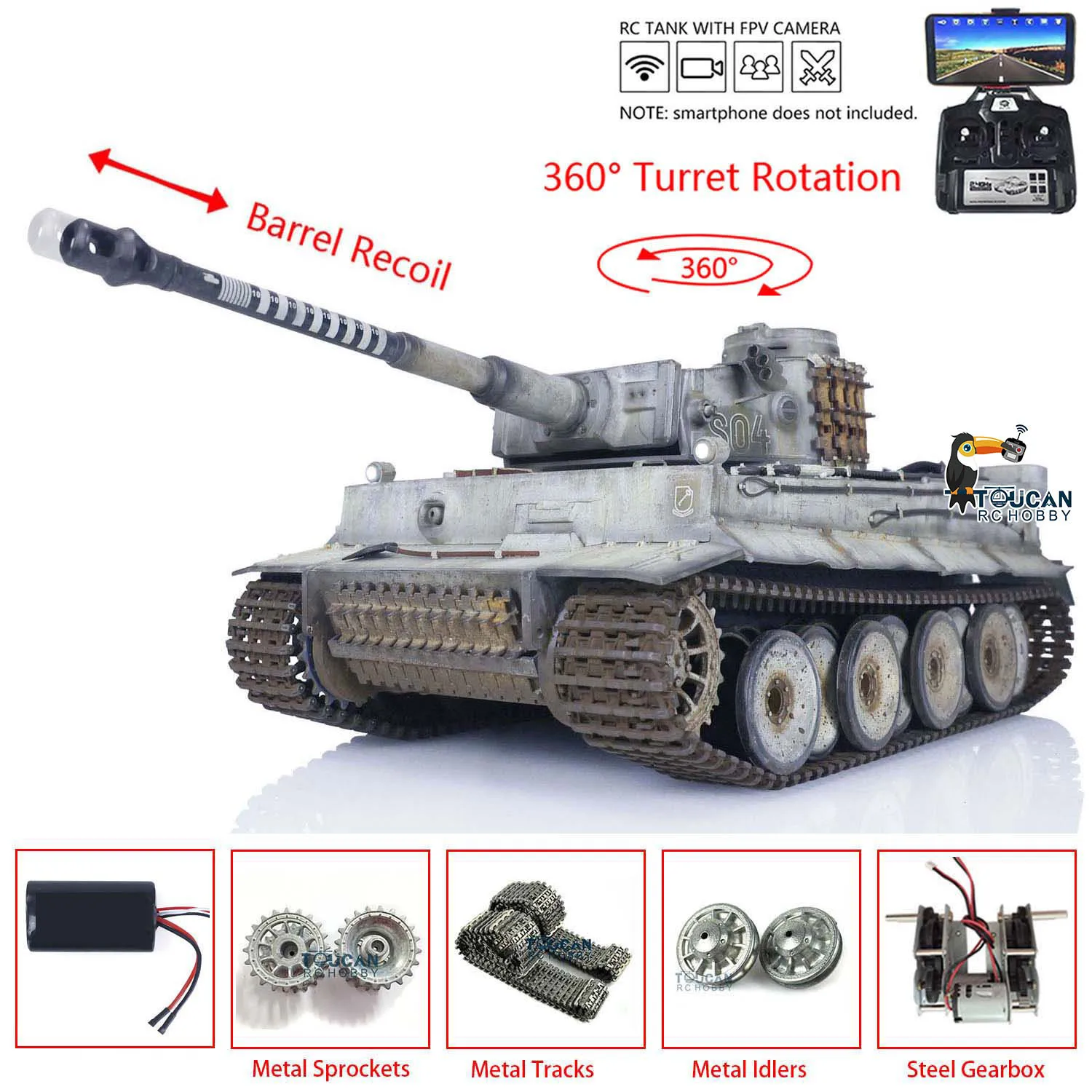 

RC Tank 1/16 Heng Long HL German Tiger I Upgrade TK7.0 FPV 3818 Manual Spray Tanks