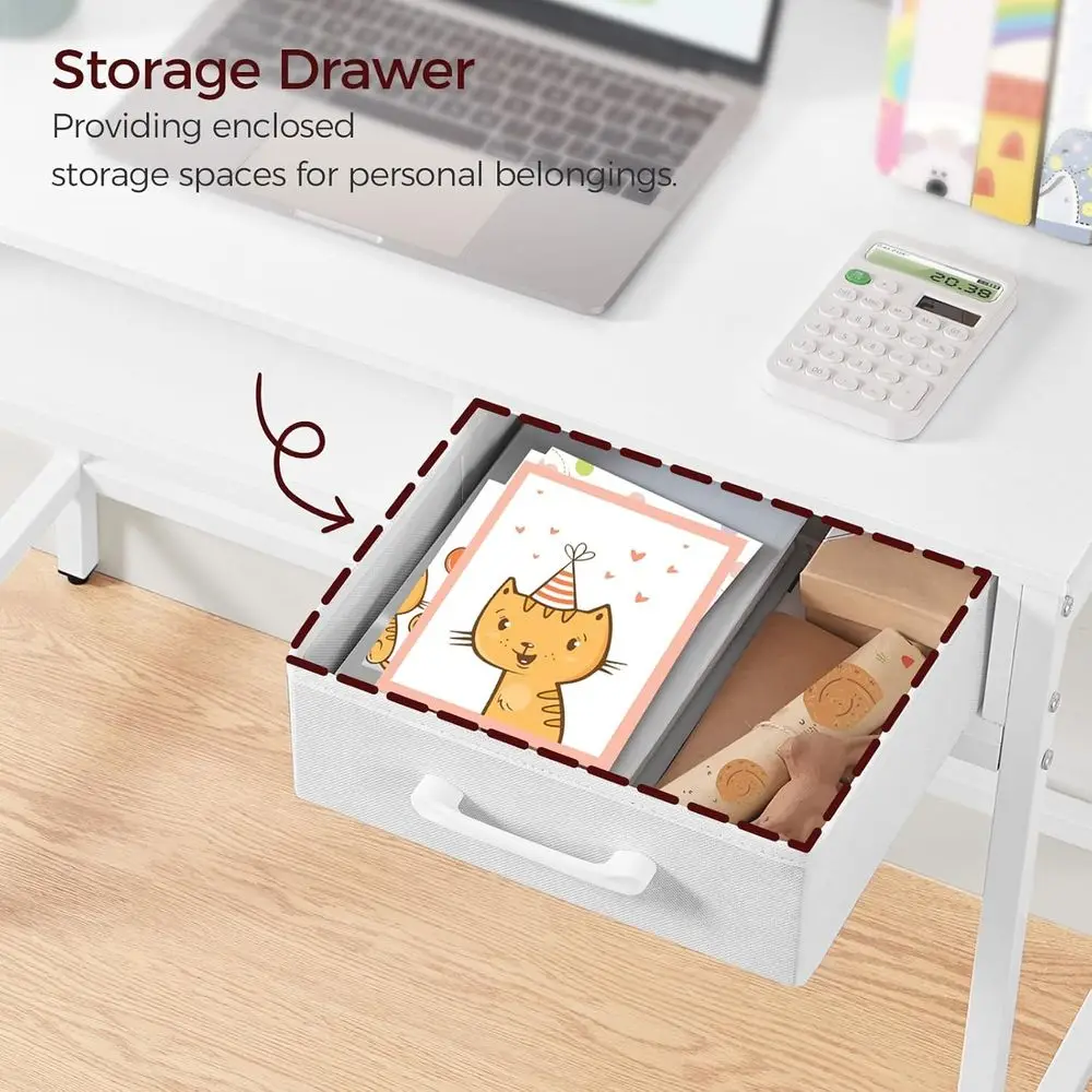 Kids Desk and Chair Set, Student Writing Desk, Kids Study Desk with Book Sorter and Fabric Drawer, Kids Wooden Study Table, for