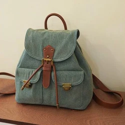 Fashionable Retro American Denim Large Capacity School Bag Storage Bag Handbag Student Commuter Bag Women Bags Kawaii Backpack