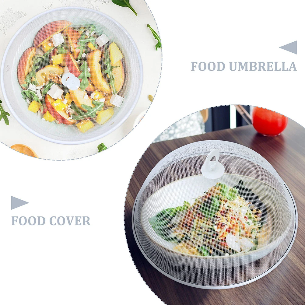 

2 Pcs Kitchen Table Cover Food Preservation Pastry Insect White Wrought Iron Covers for