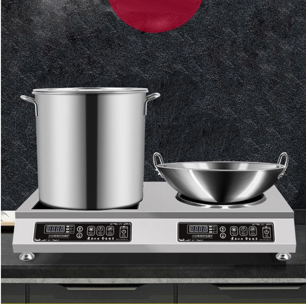 새로운 더블 버너 인덕션 쿠커 – 상업용 고출력, 가정용, 고열 출력을 갖춘 평면 및 오목 플레이트