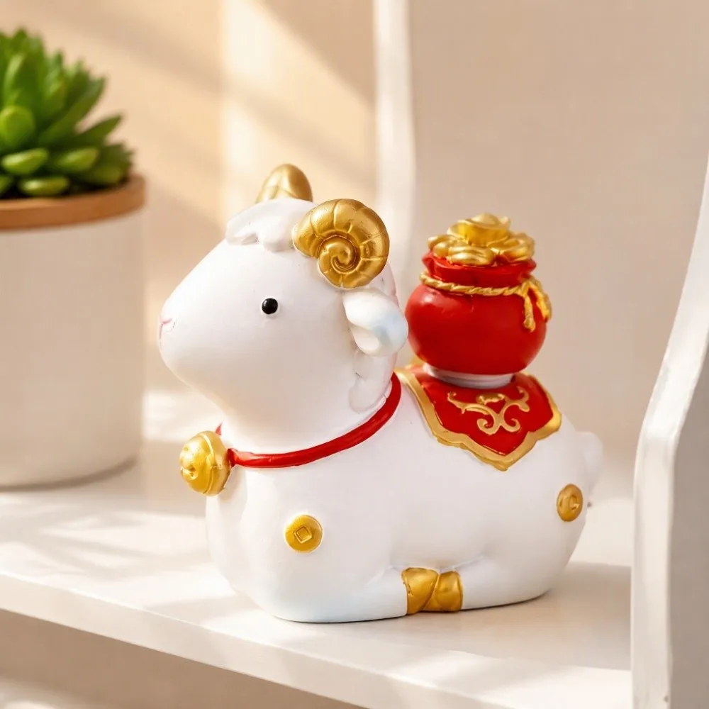 Cute Creative Desktop Figurine Lovely Year of the Sheep Zodiac Sheep Mascot Handheld Creative Desk Ornament Office Workstation
