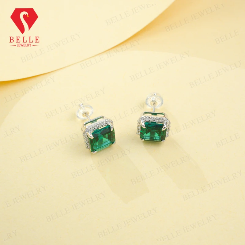 

3-6.5CT Custom Earrings Lab Grown Gemstone Emerald/Ruby 925 Silver Gift Hypoallergenic Fade Resistant Factory Direct Sale