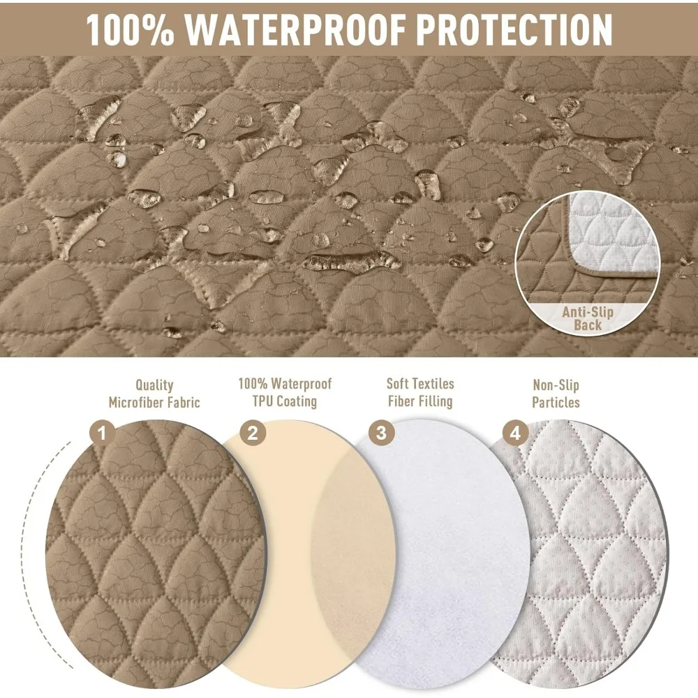 Capa reclinável de loveseat à prova d'água com console, protetor de móveis lavável antiderrapante para animais de estimação e crianças