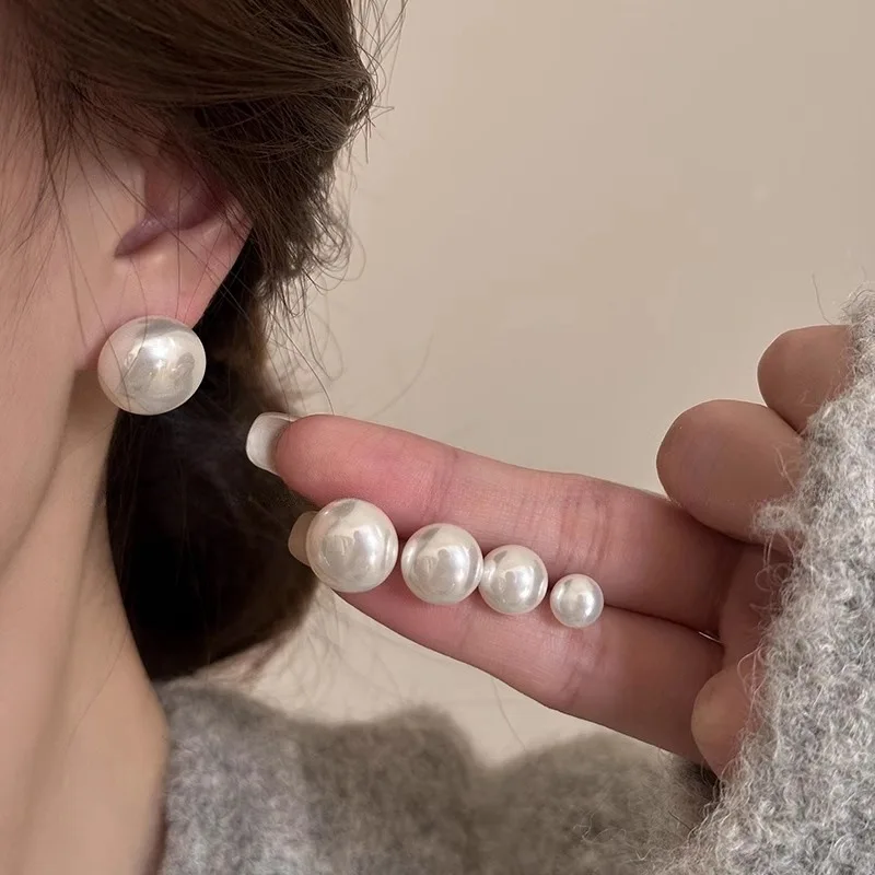 925 الفضة إبرة بيضاوي الشكل اللؤلؤ Earnail أقراط للنساء موضة 8 مللي متر/10 مللي متر/12 مللي متر/14 مللي متر المتضخم اللؤلؤ مجوهرات حفلات الزفاف