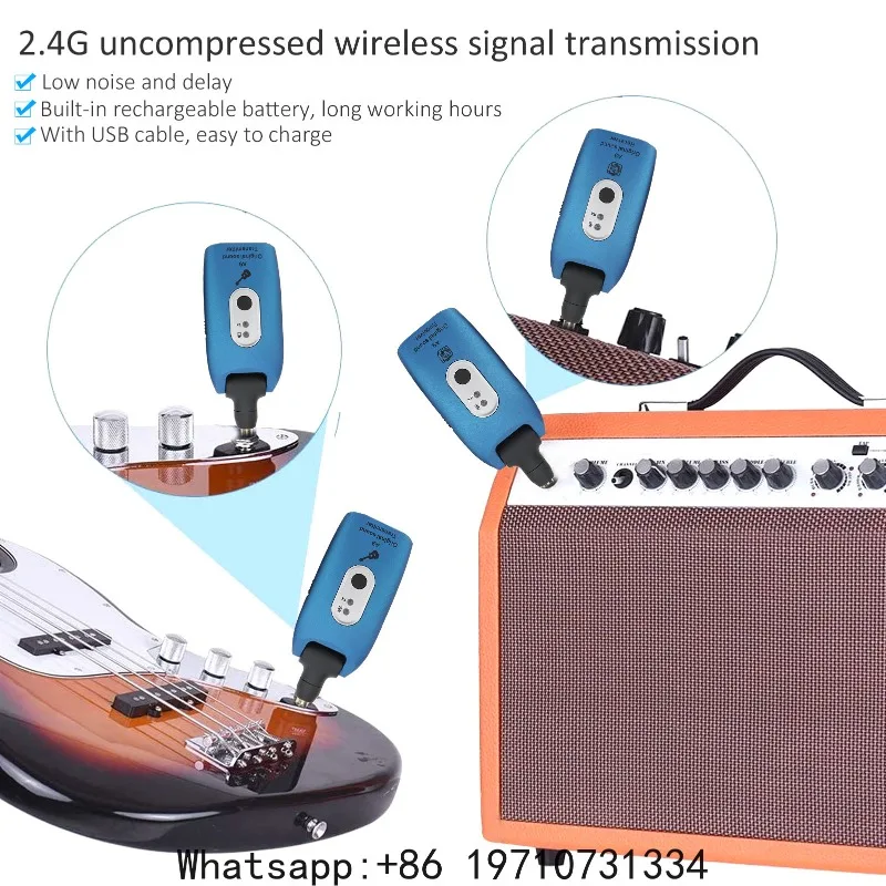 Generic 2.4GHz Wireless Guitar System – A9 Digital Transmitter & Receiver Set with USB Cable for Electric Bass， Plug‑and‑Play view 6