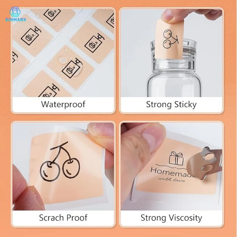 SINMARK Color Labels Self-Adhesive Stickers Use for Thermal Printers 4 Colors Available Pure Color DIY Waterproof Stickers