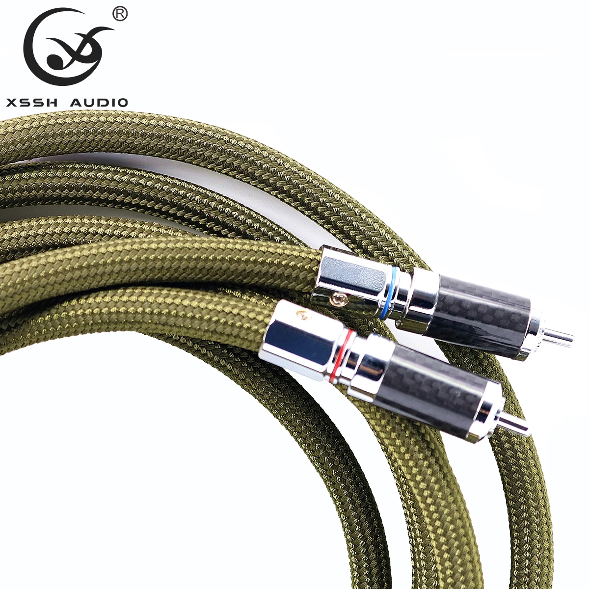 1 пара разъемов HIFI RCA XSSH Audio OFC с чистым медным покрытием, серебристый, двойной экран, 2-ядерный, 2 RCA до 2 RCA, кабель аудиосигнала, линейный провод
