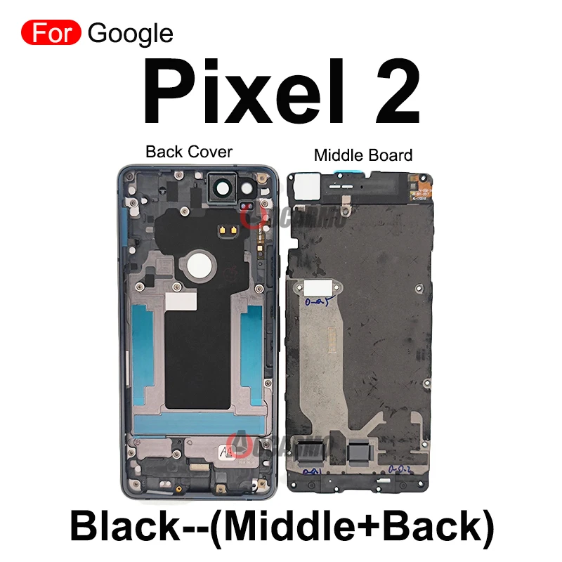 For Google Pixel 2 XL 2xl Middle Frame Board + Back Cover Plate Housing And Adhesive Replacement Part