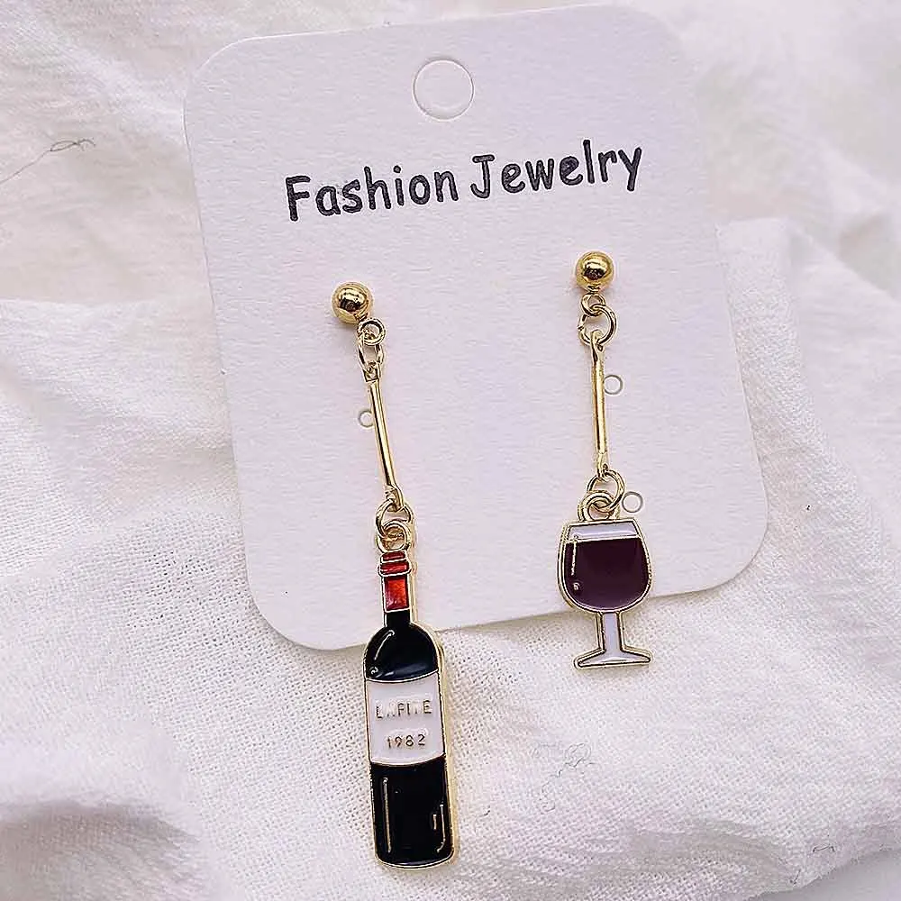 1 Pair Asymmetrical Wine Beer Earrings Mini Food Coffee French Fries Dangle Drop Earrings Jewelry Gifts for Women Girls