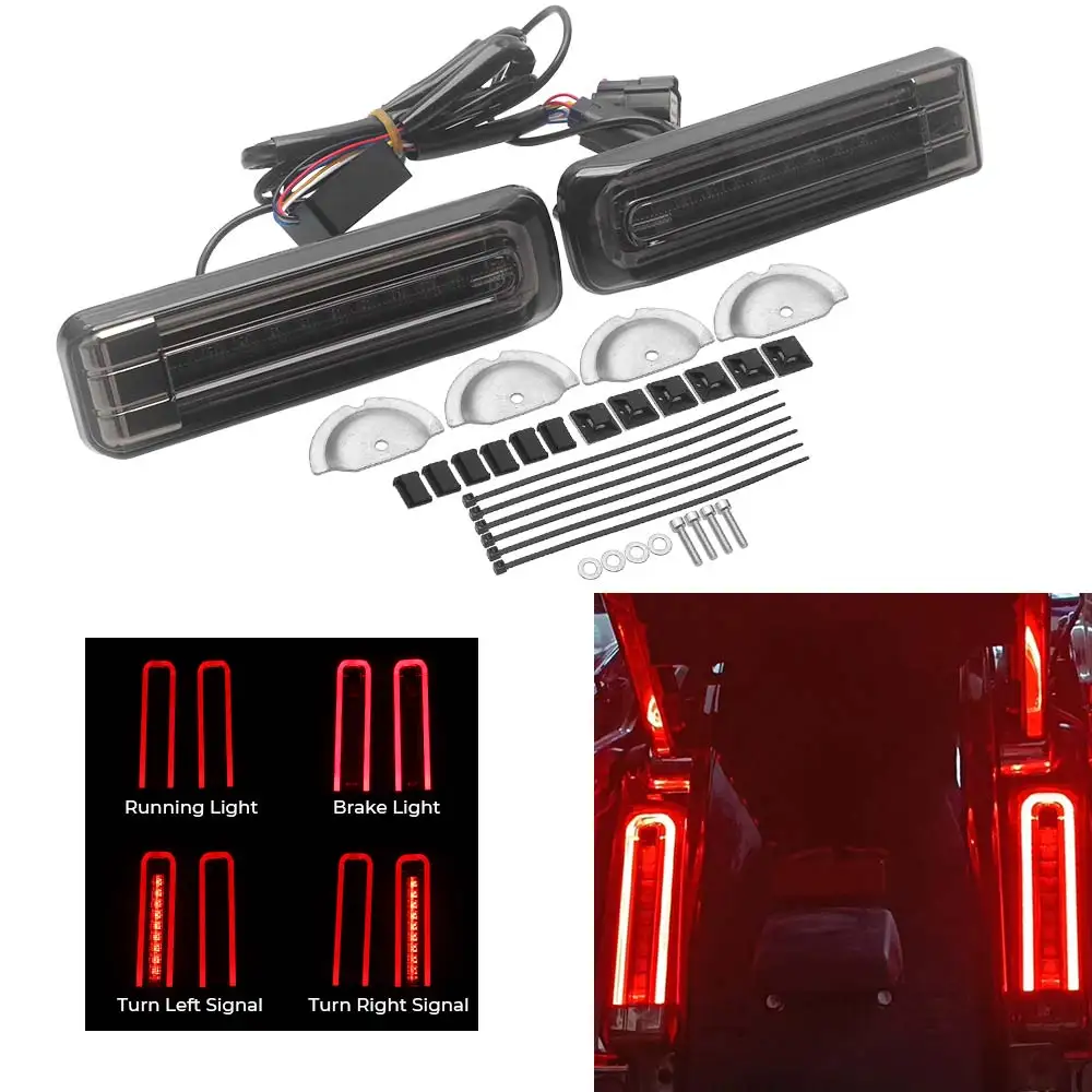 LED Motorcycle Saddlebag Support Filler Brake Light Rear Fender Turn Signal For Harley Touring Electra Road Glide 2014-2025