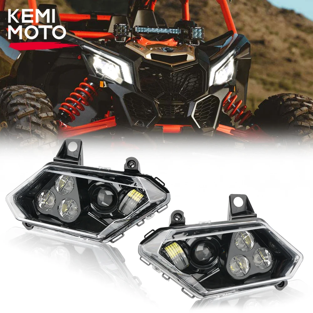 UTV LED Headlights Assembly Head Lamp for Can-Am Maverick X3 Max R RR XDS XRS Turbo DPS 4x4 2017-2023 710004658 710004659