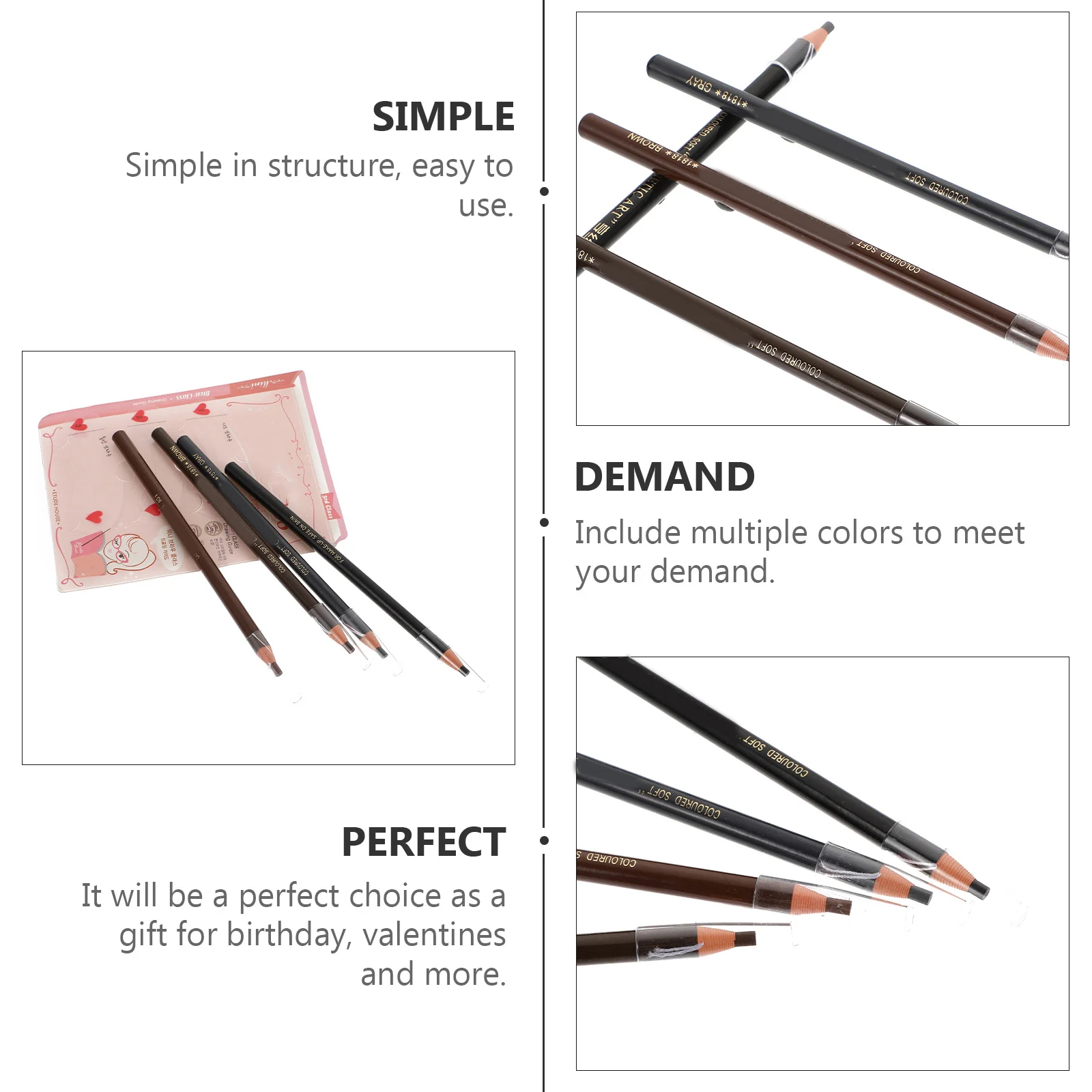 1 ensemble de crayons à sourcils, outils de maquillage polyvalents, accessoire cosmétique charmant longue durée, crayon de dessin pour femmes