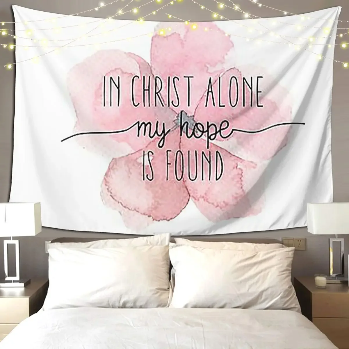 Christian Quote Watercolor Flow Tapestry Art Wall Hanging Aesthetic Home Decor Tapestries for Living Room Bedroom Dorm Room