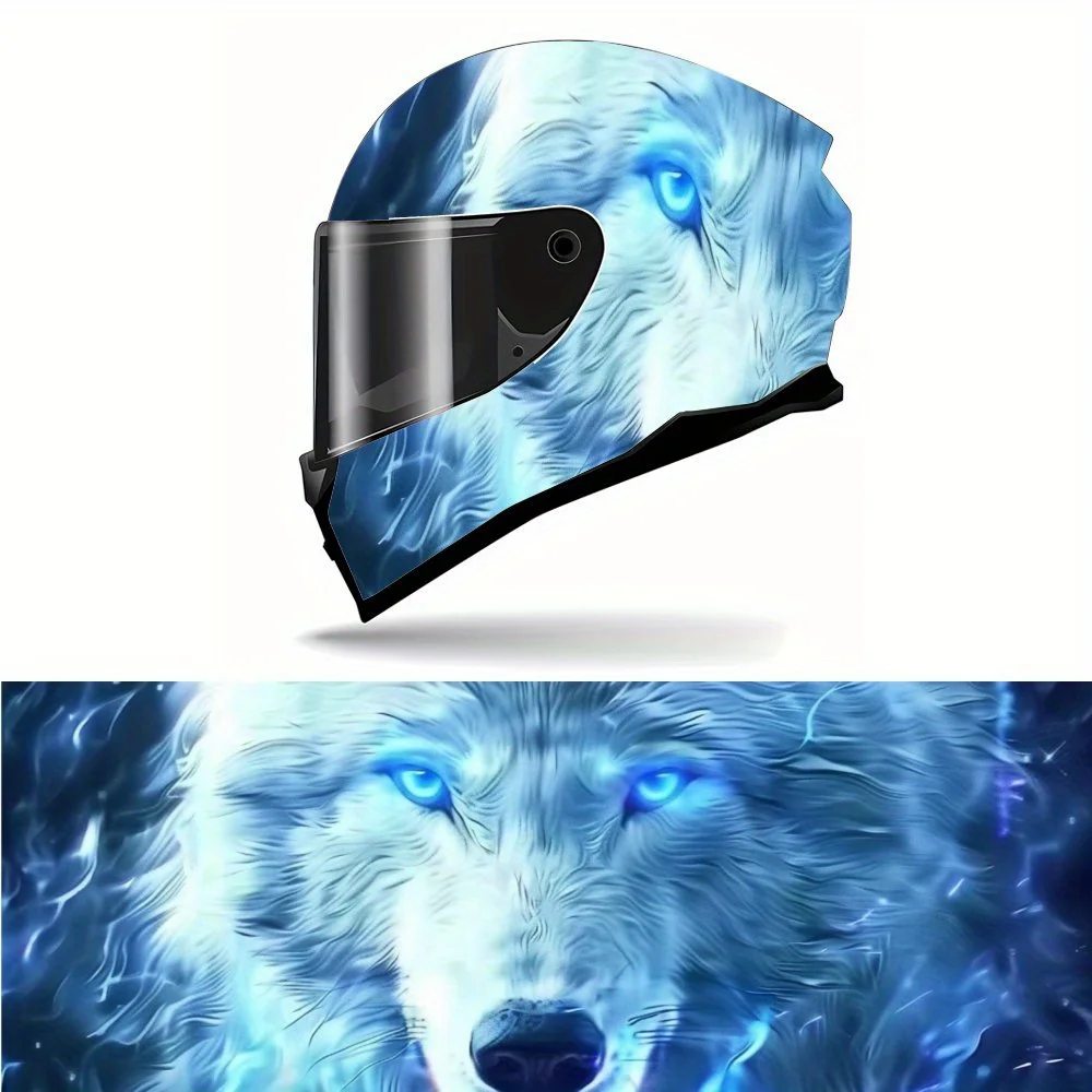 

Blue Special Effects Wolf Motorcycle Helmet Sticker - Waterproof and Scratch Resistant, Self-adhesive Pattern, Glossy Surface, R