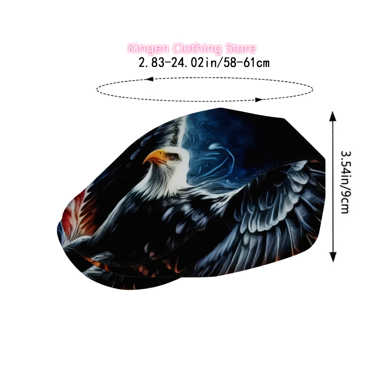 1 Unisex Eagle Patterned Beret | Adjustable Snap Closure, Newsboy Hat, Flat Top Tapered Brim Driving Flat Hat, Suitable for Casu