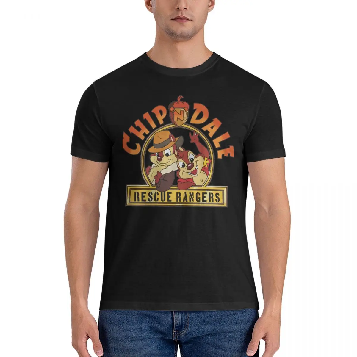 Cute Classic T Shirt 100% Cotton Cool T-Shirts Crew Neck Disney Chip and Dale Film Tee Shirt Short Sleeve Clothing 4XL 5XL 6XL