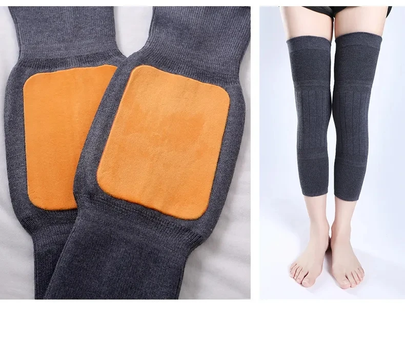 

2PCS Winter Warm Wool Cashmere Leg Warmers Sleeves Thick Fleece Lined Knee Pads Brace Support Guard Protector Long Thermal Wraps