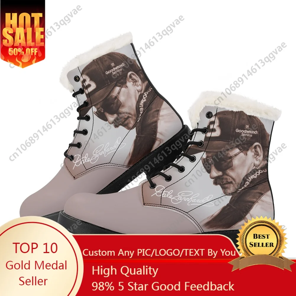 

Dale Number 3 Earnhardt Furry Plush Boots Mens Womens Teenager Shoes Casual Boot Light High Quality Couple Customize Shoe