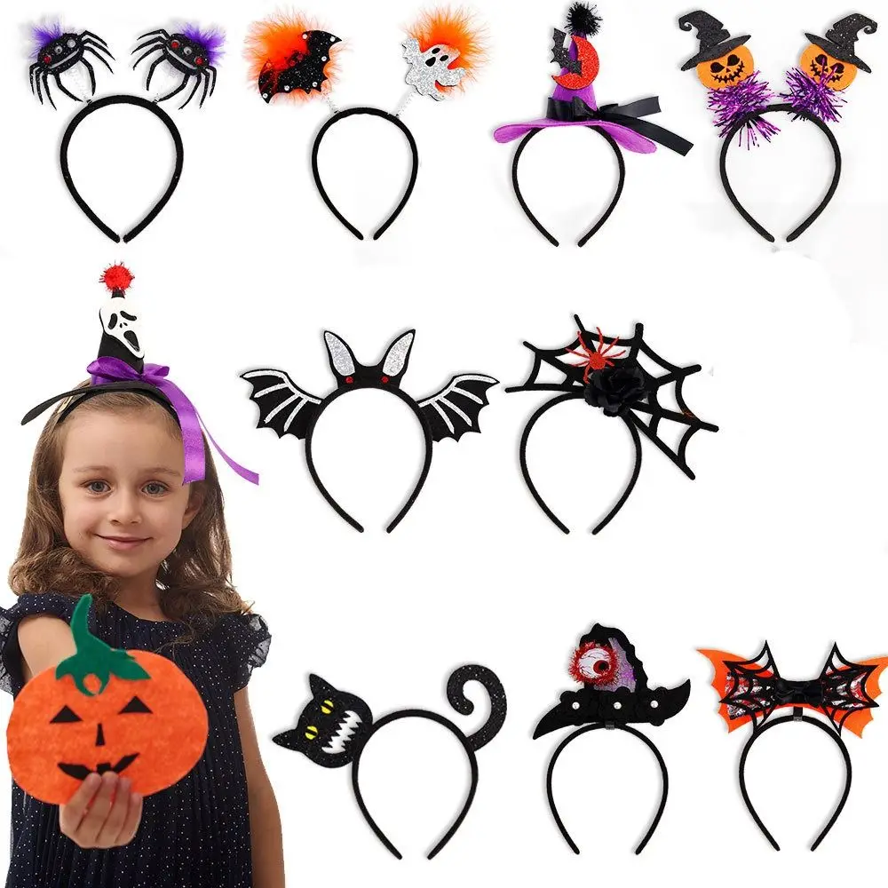 Creative Bats Halloween Headband DIY Hair Accessories Headwear Pumpkin Hairbands Spider Non Slip Spider Web Head Wrap Party