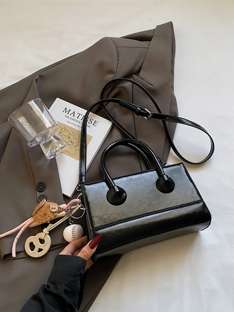 カジュアル ピュア カラー テクスチャ レディース クロスボディ バッグ ハンドヘルド スモール スクエア ファッショナブル 多用途 レジャー デザイン センセーション バッグ