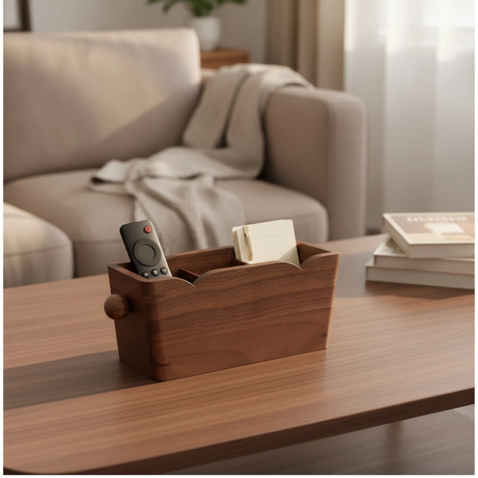 Desktop Organizer Solid Wood Storage Box with Compartments Wooden Organizer Compact Sorter Rustic for Desk, Vanity