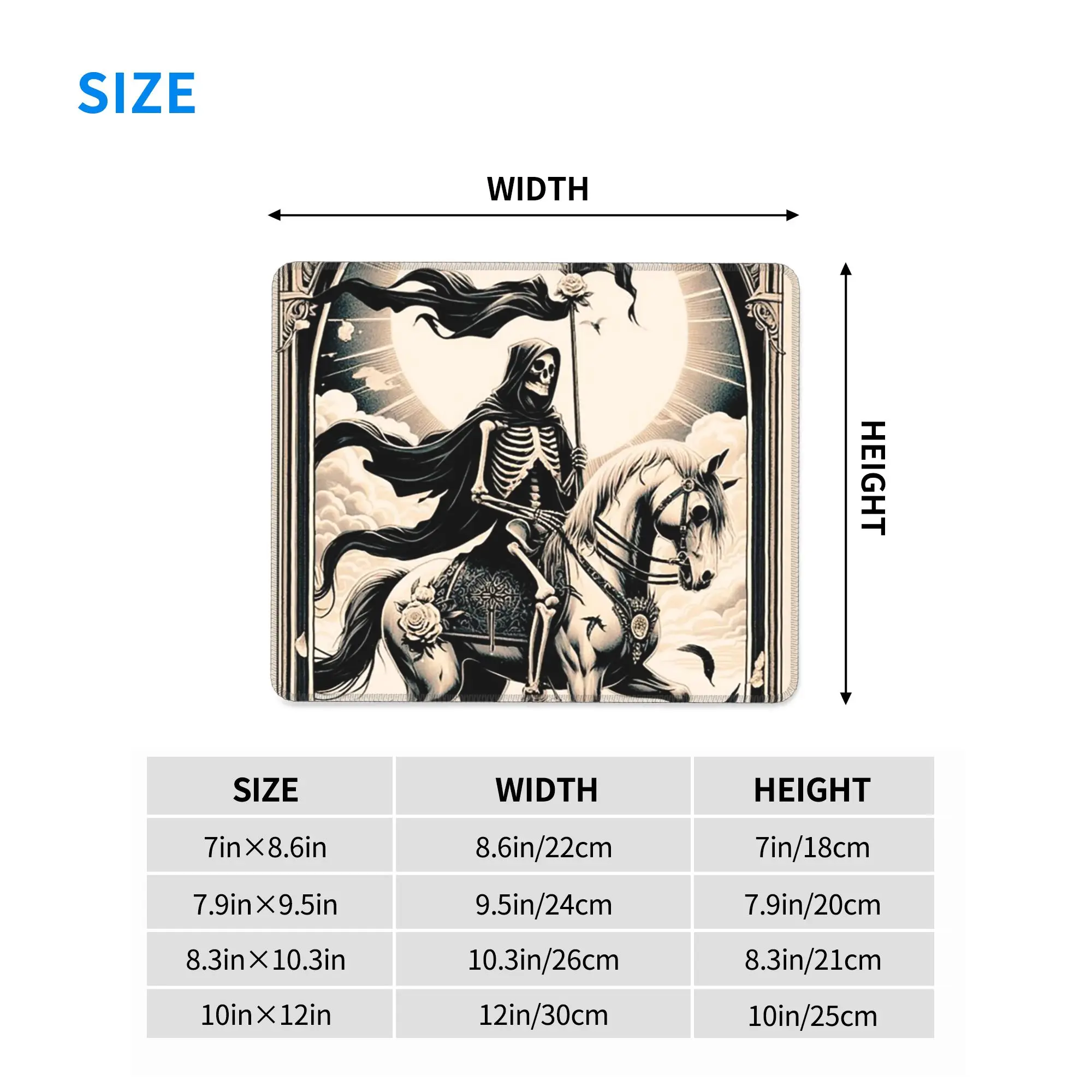 Death Tarot Card Halloween Skull Reaper Mouse Pad Computer Keyboard Mouse Mat Gaming PC Laptop Desk Mat Accessories Table Mats