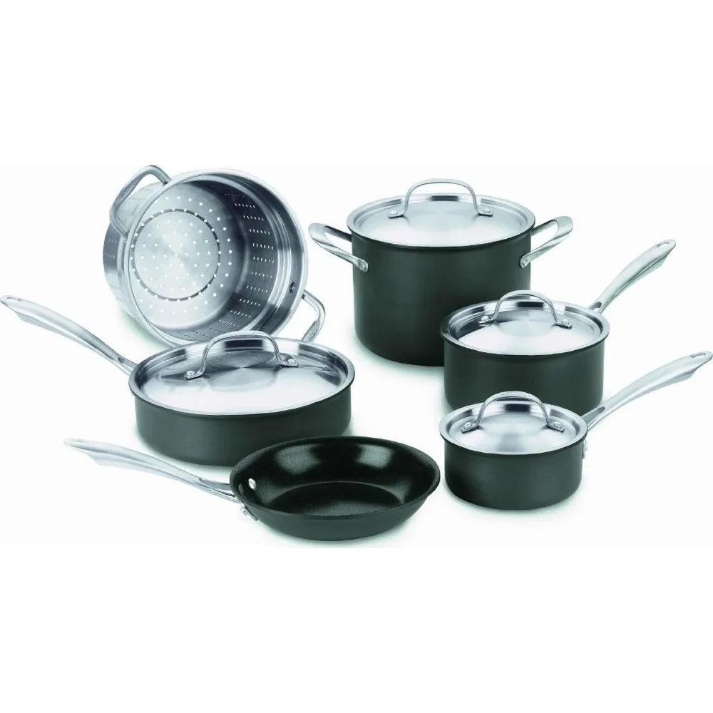 GreenGourmet Hard Anodized 12-Piece Set, Black/Stainless Steel