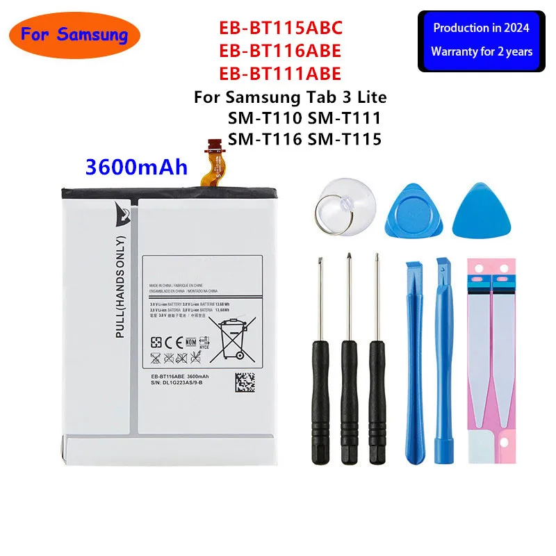 Brand New EB-BT115ABC EB-BT116ABE EB-BT111ABE 3600mAh Battery For Samsung Tab 3 Lite SM-T110 SM-T111 T116 T115 +Tools