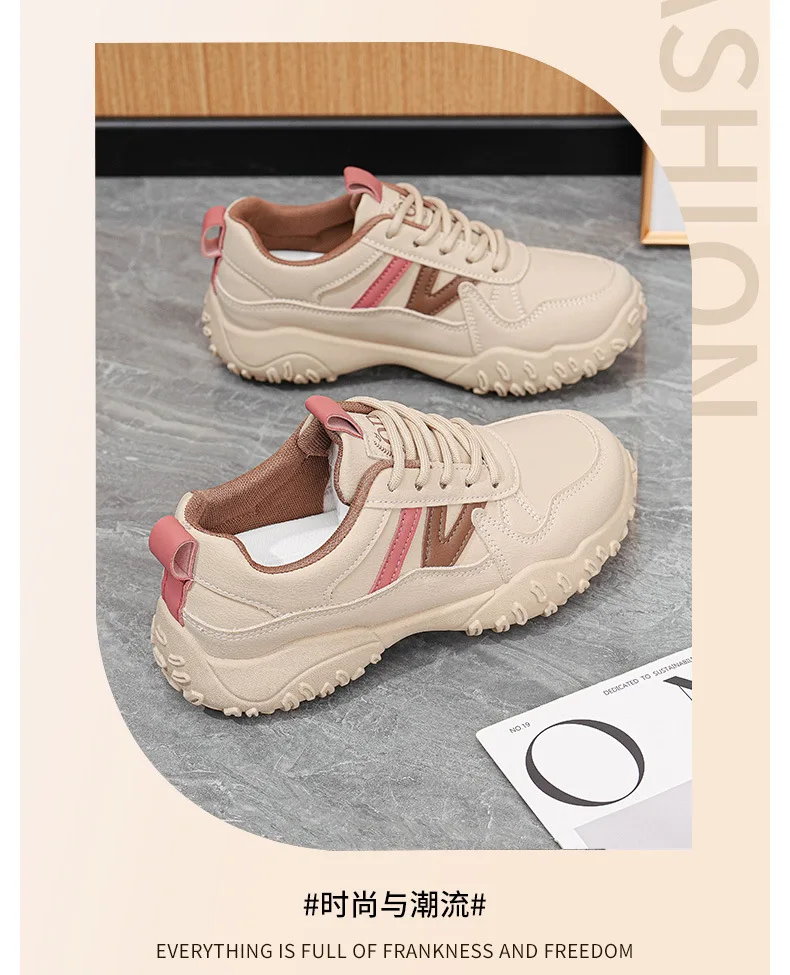 2026 Herbst Neue Damen Atmungsaktive Plateau-Freizeitschuhe, Koreanische Vielseitige Gestreifte Schnürschuhe mit Chunky-Sohle – Detail 14