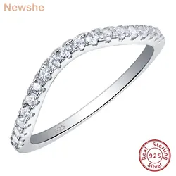Newshe 925 Sterling Silver Stackable Wedding Band for Women Eternity Rings Curve Wave Design AAAAA Cubic Zircon Jewelry Ring