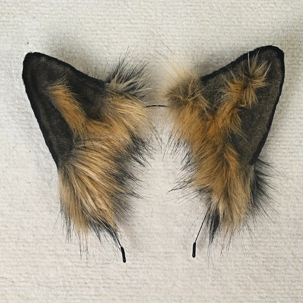 Soft Plush Canine Ears Headband Synthetic Fur Style Cosplay Animal Ears Accessory for Themed Events