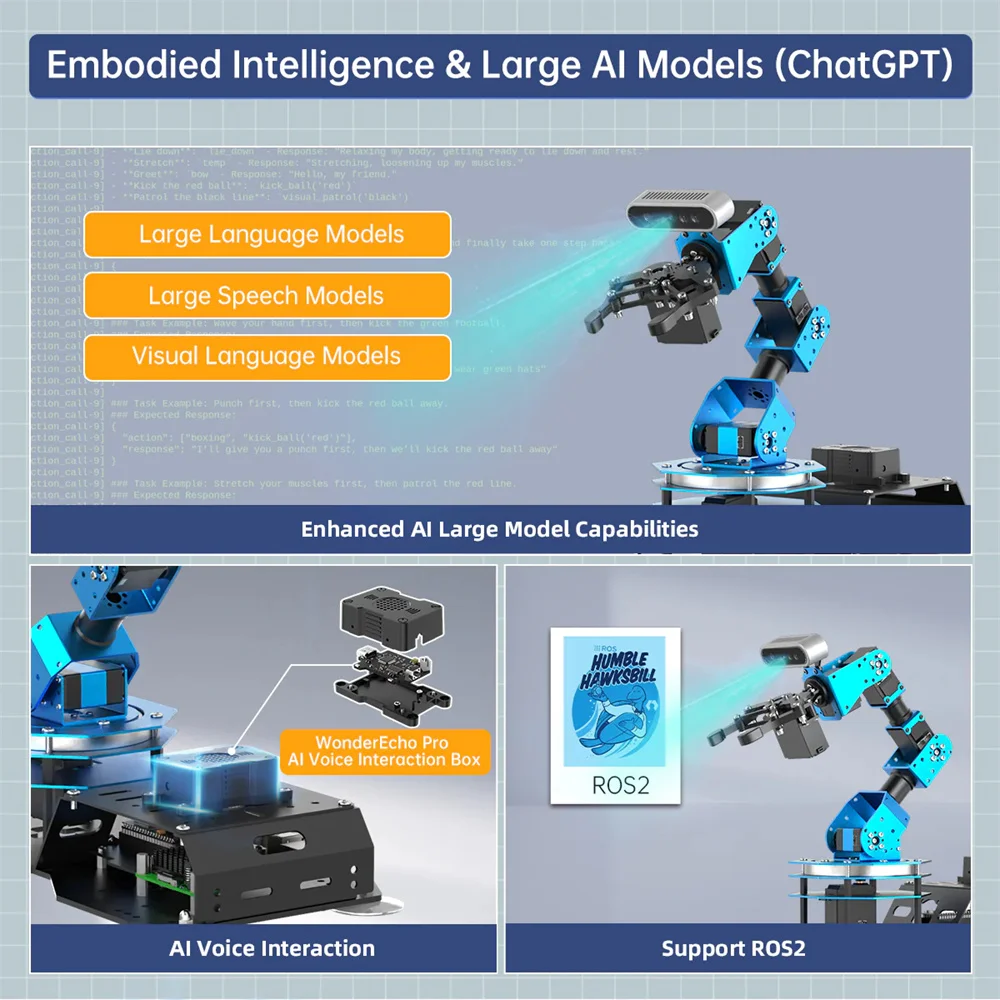 Hiwonder ArmPi Ultra ROS2 3D Vision Robot Arm with Multimodal AI Models, AI Voice Interaction,Tracking Sorting