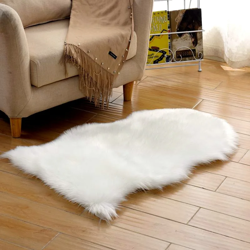 Soft Faux Sheepskin Fur Mat Fluffy Chair Cover Long Hair Children's Bedroom Mat Plush Wool Hairy Carpet Pad Seat Area Furry Rugs