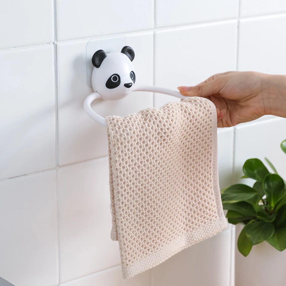 

Panda Towel Rack Traceless Wall Mountable Bathroom Home Organizer Keeps Towels Dry and Clean Cute Decoration Panda Towel Shelf