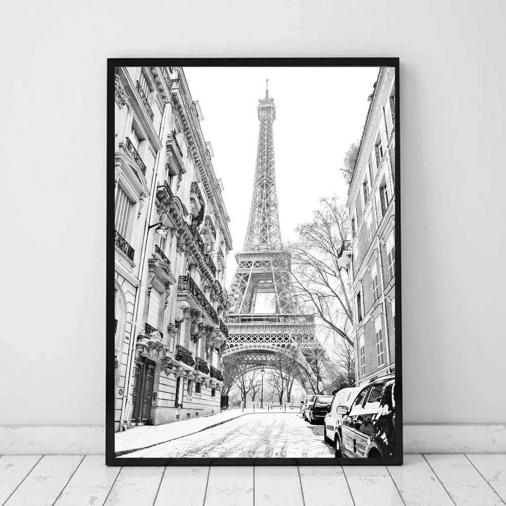 Black White Retro Paris London Anime Posters Sticky HD Quality Wall Art Retro Posters for Home Kawaii Room Decor