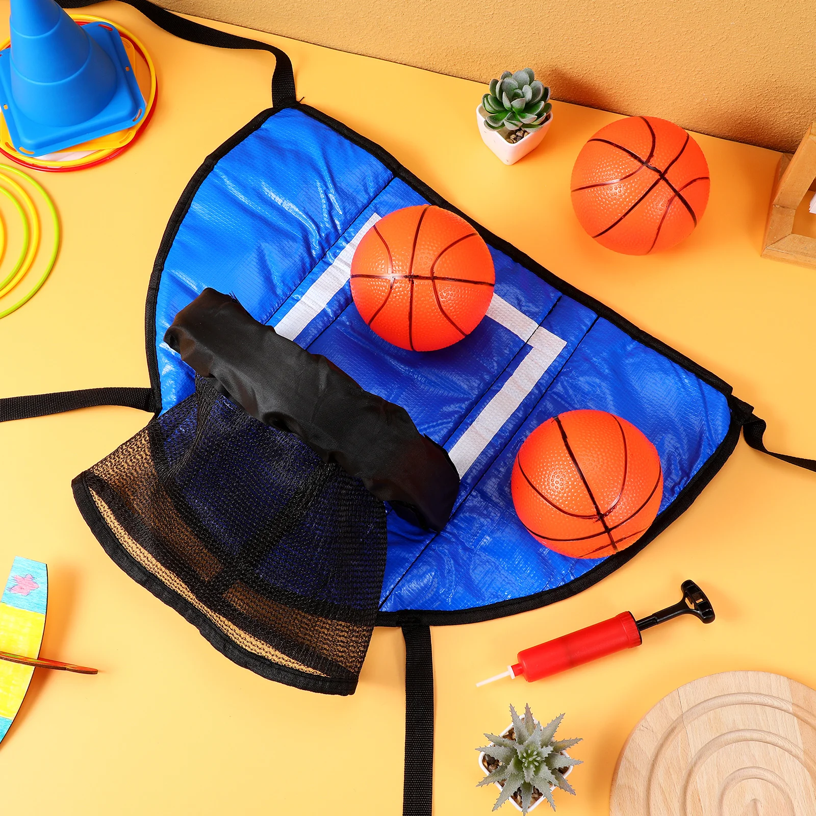 

1 set 1 Set Hoop Attachment Pvc Frame Space Saving Indoor Outdoor Party Decoration Basketball Game For Kids