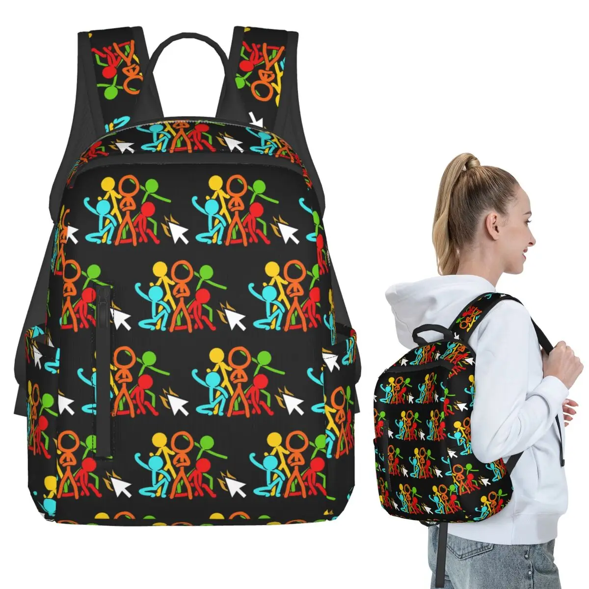 Five Stick Figures Alan Becker Gaming Backpack Student BookBag Kids School Bag Computer Shoulder Bags Boys Girls