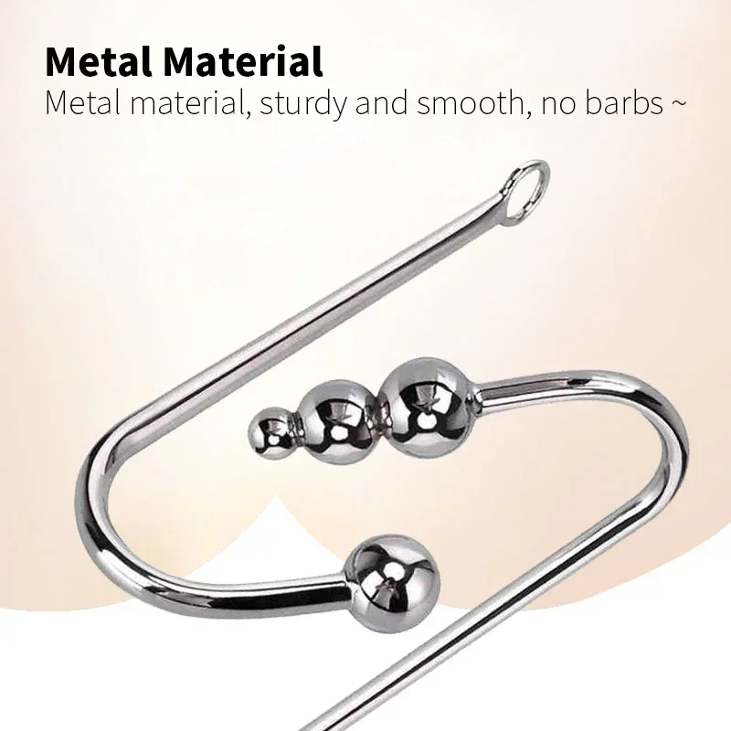 Premium Anal Hook Beads Anal Pleasure Toy for Gay Stainless Steel Non Vibrating Metal Butt Plug for Men Intense Adults Butt Plug