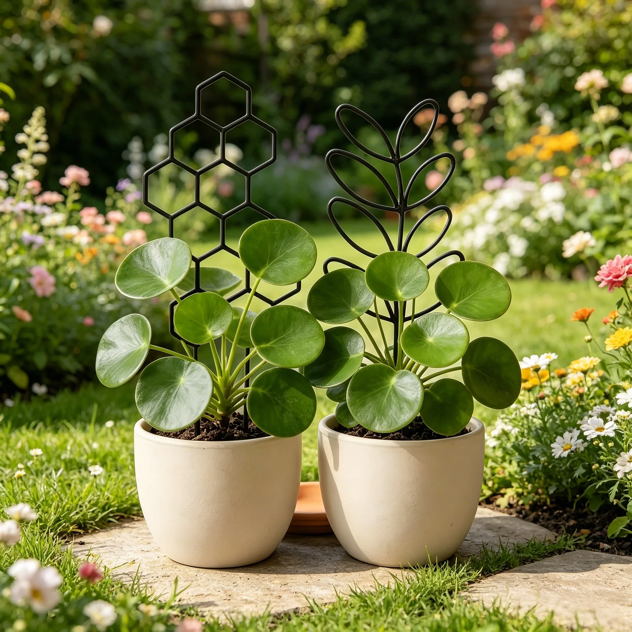1/2Pack Indoor Plant Trellis Garden Trellis ，Small Climbing Leaf Shape Trellis for Garden Potted Plant Houseplant